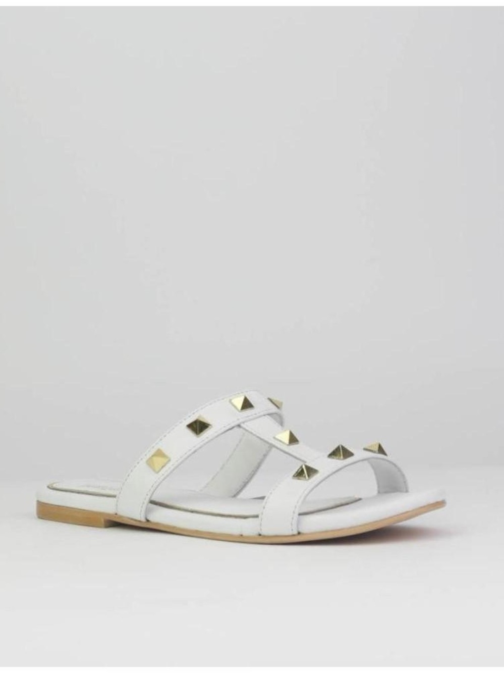 White Studded Double-Strap Slide Sandals size 39